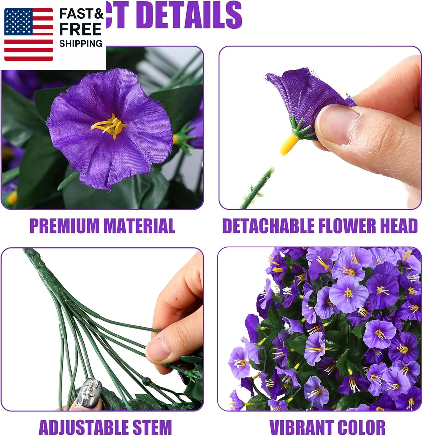 Artificial Fake Hanging Flowers Plants Outdoor outside Spring Summer Decoration