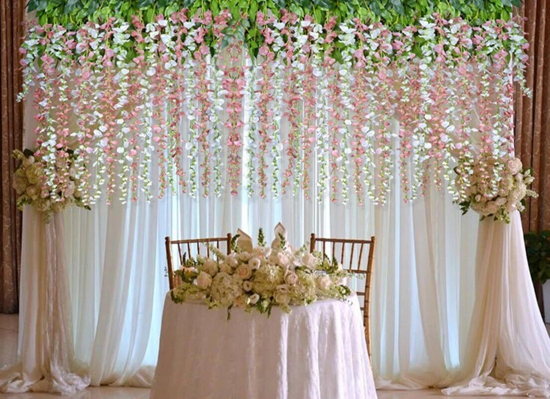 DearHouse 12 Pack 1 Piece 3.6 Feet Artificial Fake Wisteria Vine Ratta Hanging