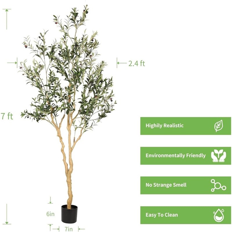 7ft Artificial Olive Tree Indoor Plant Realistic Zero Maintenance Home Decor New
