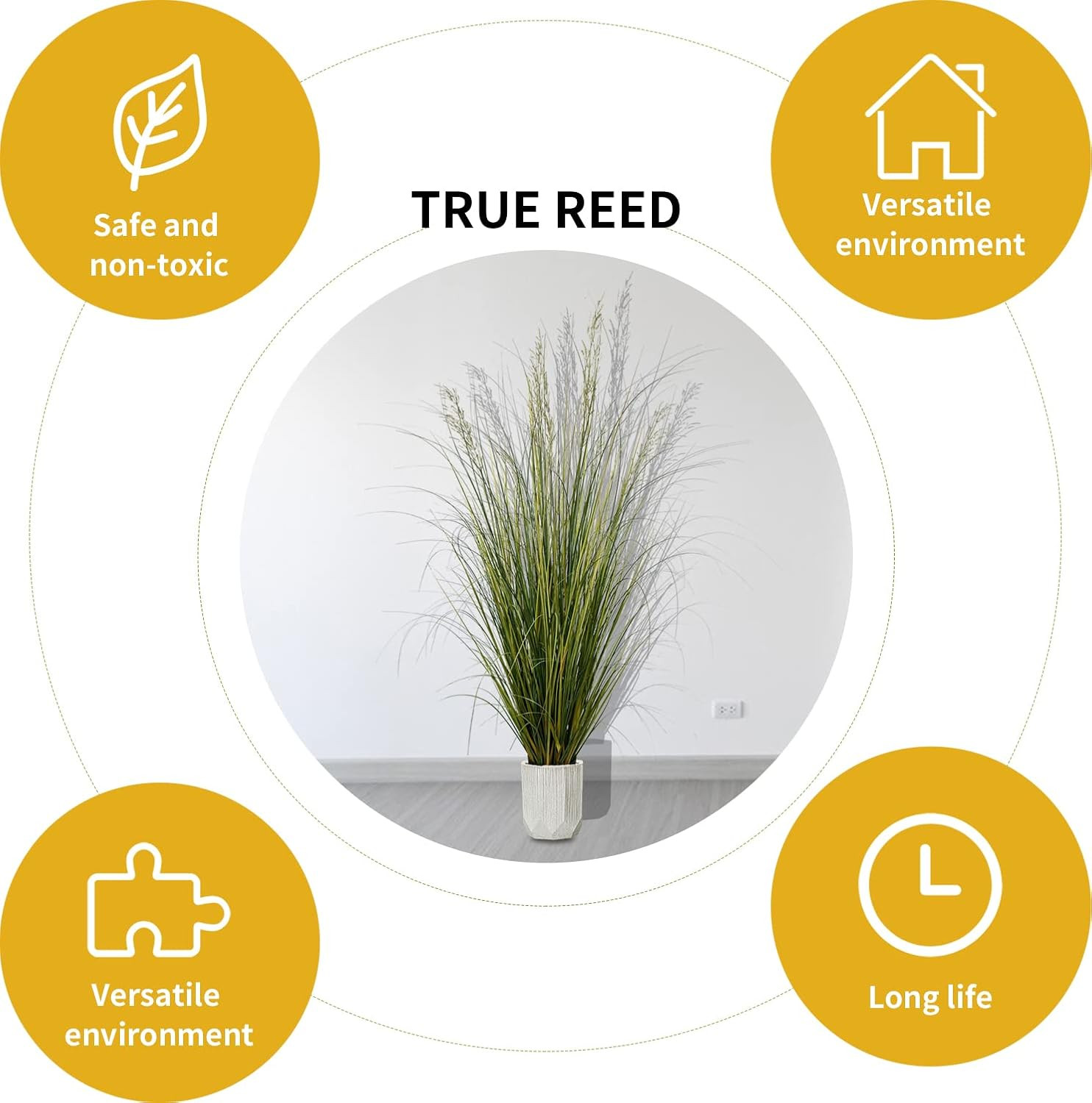 5Ft Tall Artificial Grass Plant – 2 Pack Faux Indoor Decor in Pot
