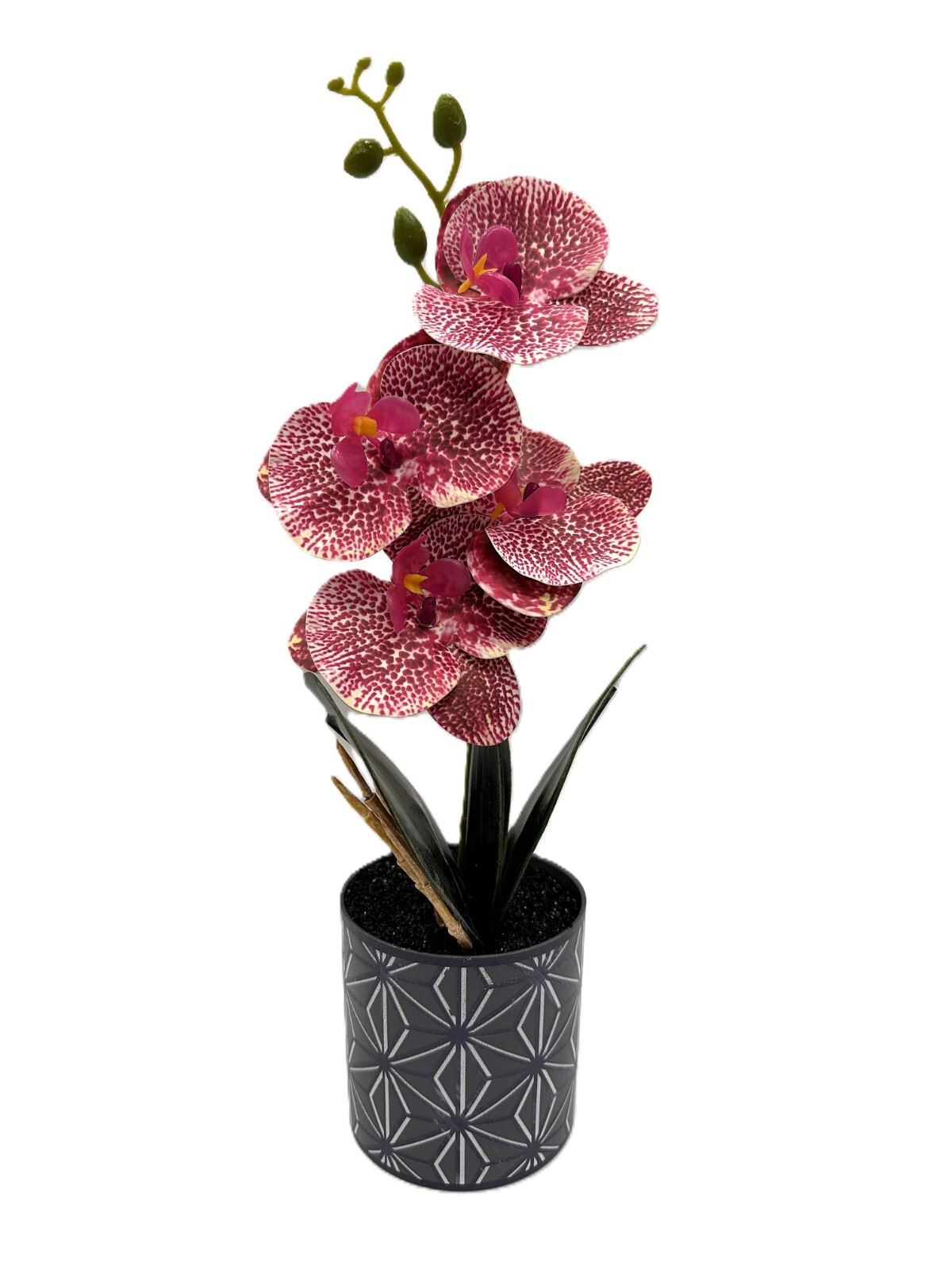 Artificial Orchid Potted Flowers, Faux Orchid Plant with Pot 12″ x 3″ x 3″