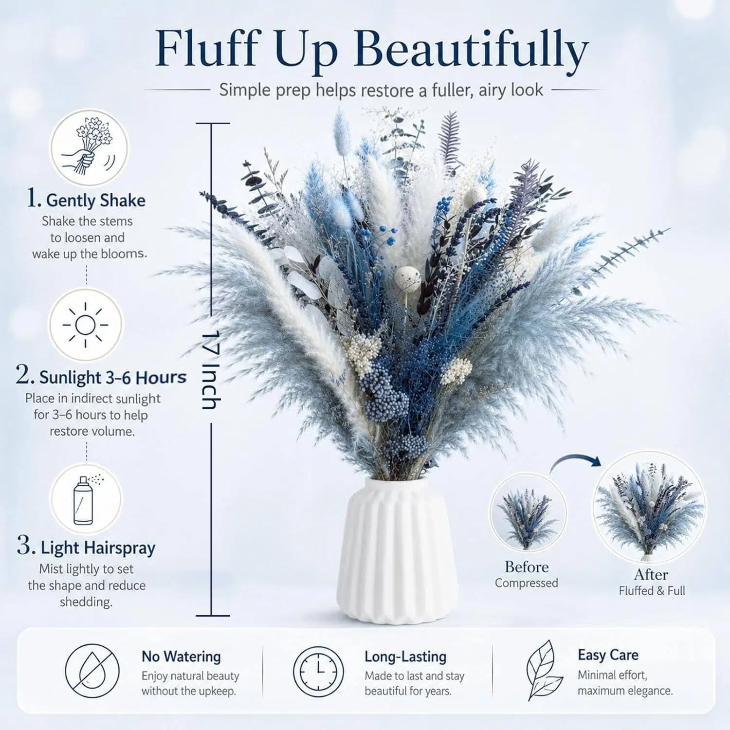 Natural Dried Pampas Grass Bouquet(No vase),Dried Flowers Pampas Grass Decor …