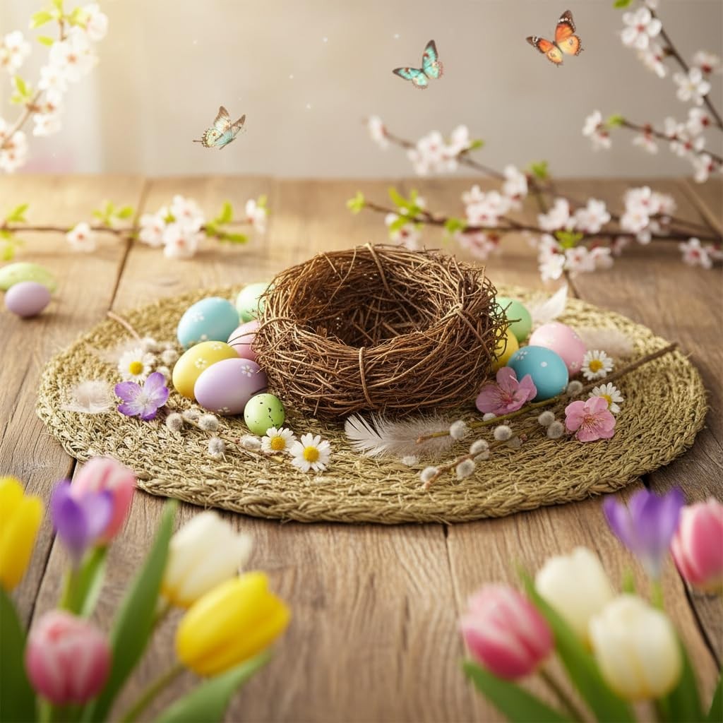 Easter Bird Nest Anti-Scratch Decorative Lightweight Egg Decoration Prop East…