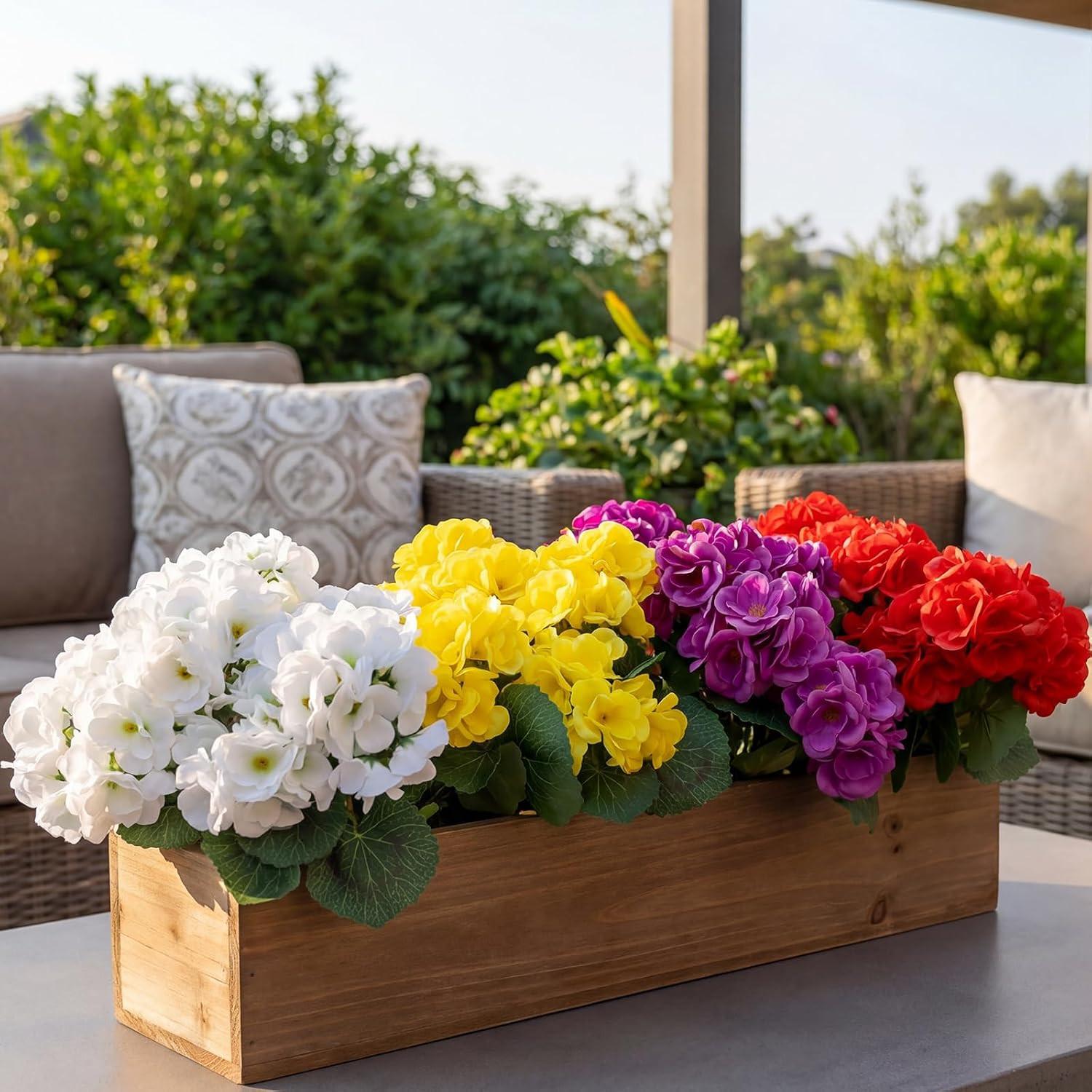 Vibrant 12 Pack UV Resistant Artificial Geraniums for All Season Decor