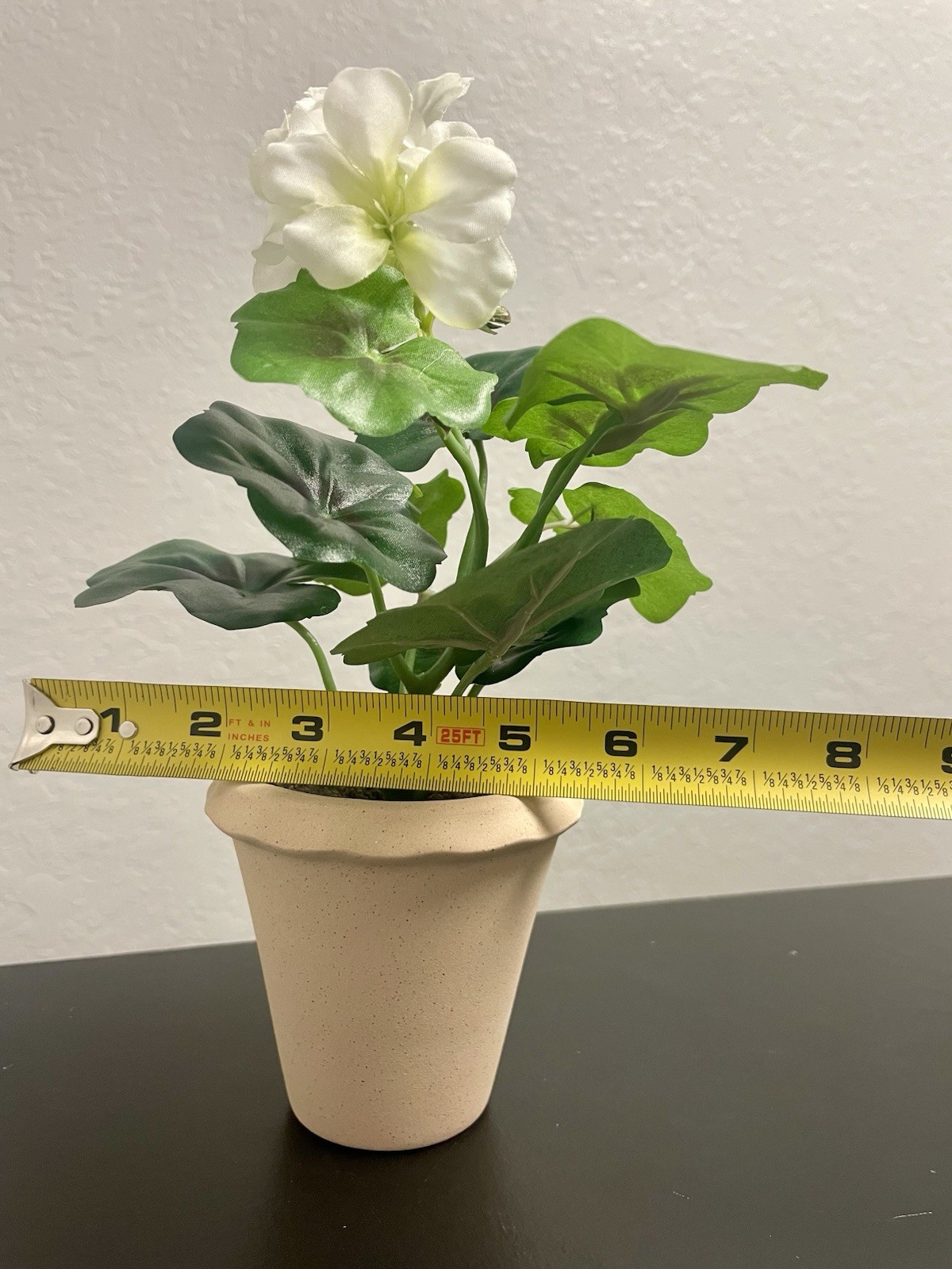 Fake plants, set of three geranium arrangement, green and white floral decor