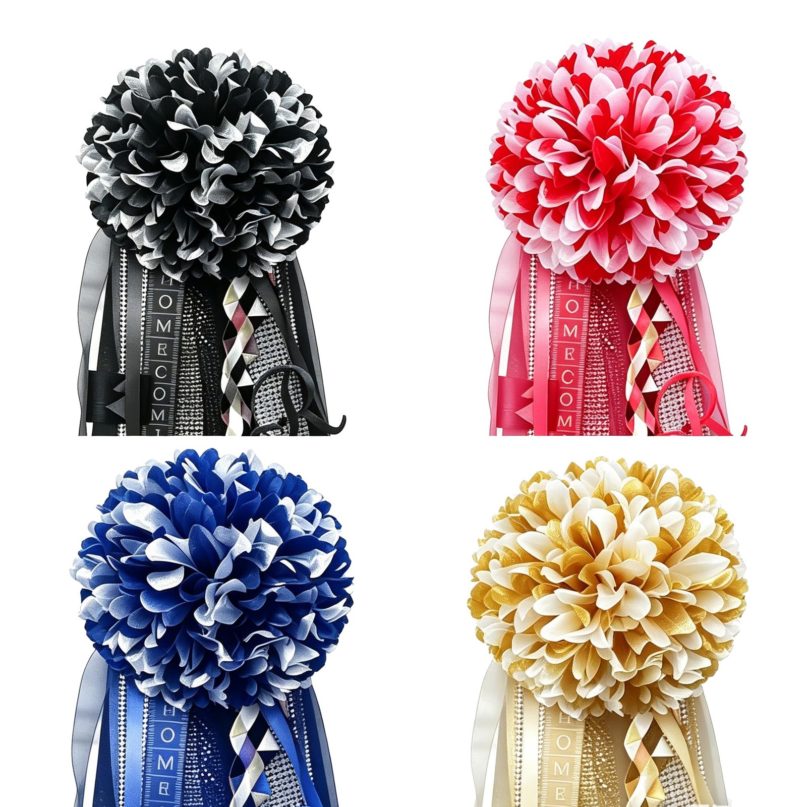4 Pcs 6.7 In Silk Chrysanthemums Artificial Homecoming Mum Flowers Kit