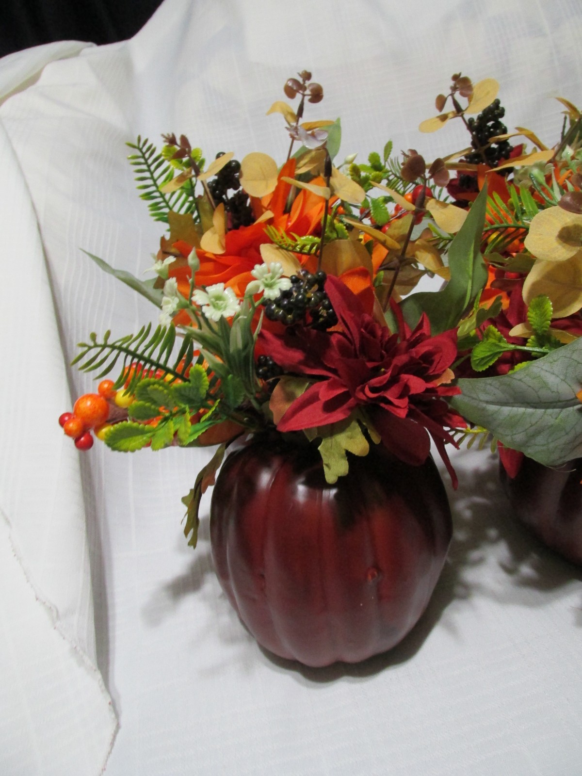 Fall Decor Centerpieces for Tables Fake Foam Pumpkin Silk Flowers Lot of 8