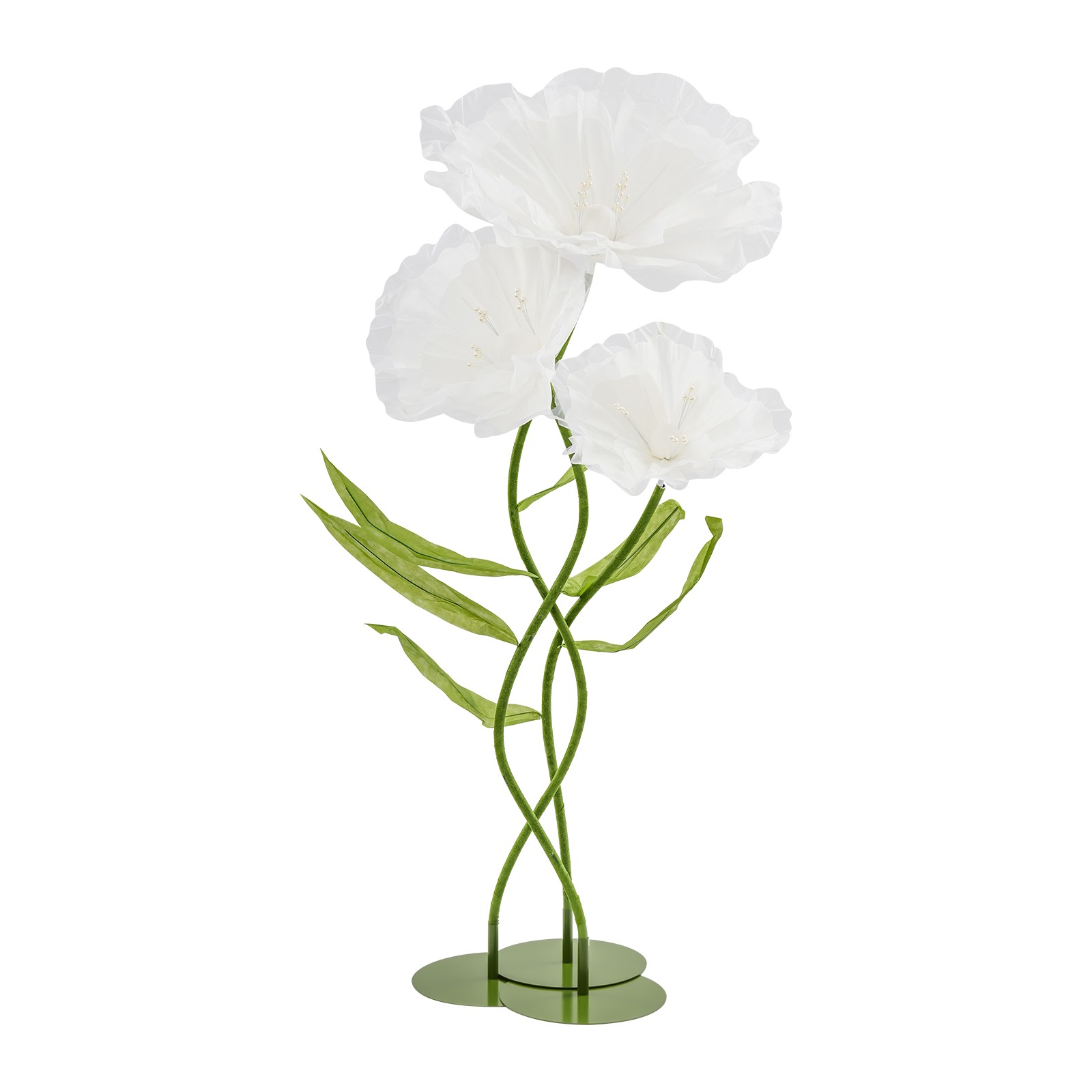 3 Pack Artificial Flower Arrangements, White Yarn EVA Foam, 39-55 Inch Tall