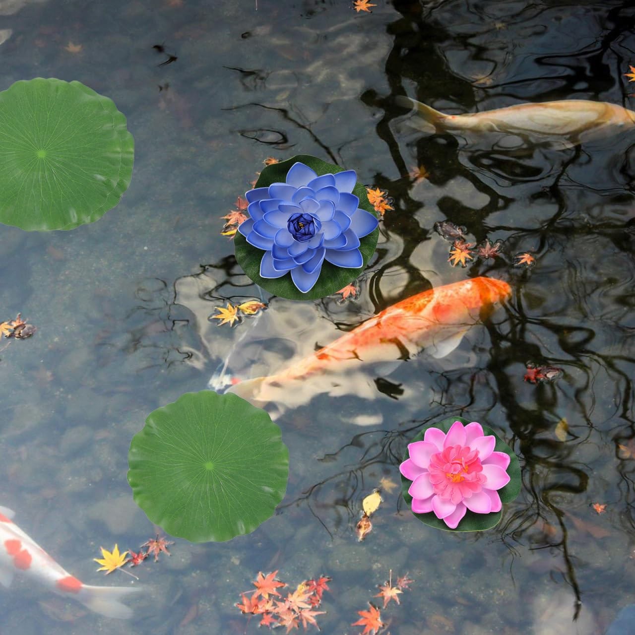 DOITOOL Artificial Lotus Leaves 11.02 Inch Floating Simulation Leaf 10 Pack f…