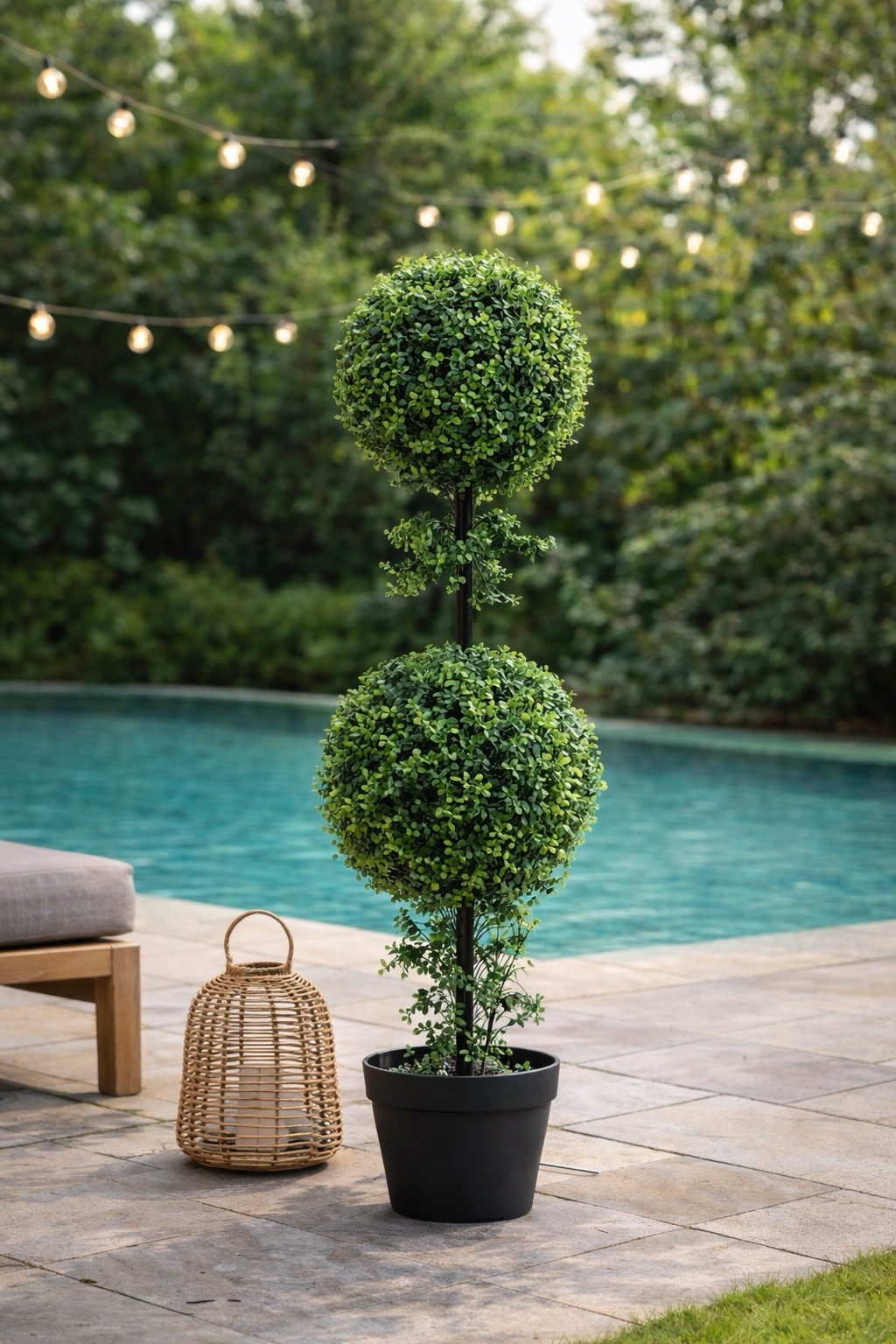 34” Boxwood Double Ball Topiary Artificial Tree (Indoor/Outdoor)