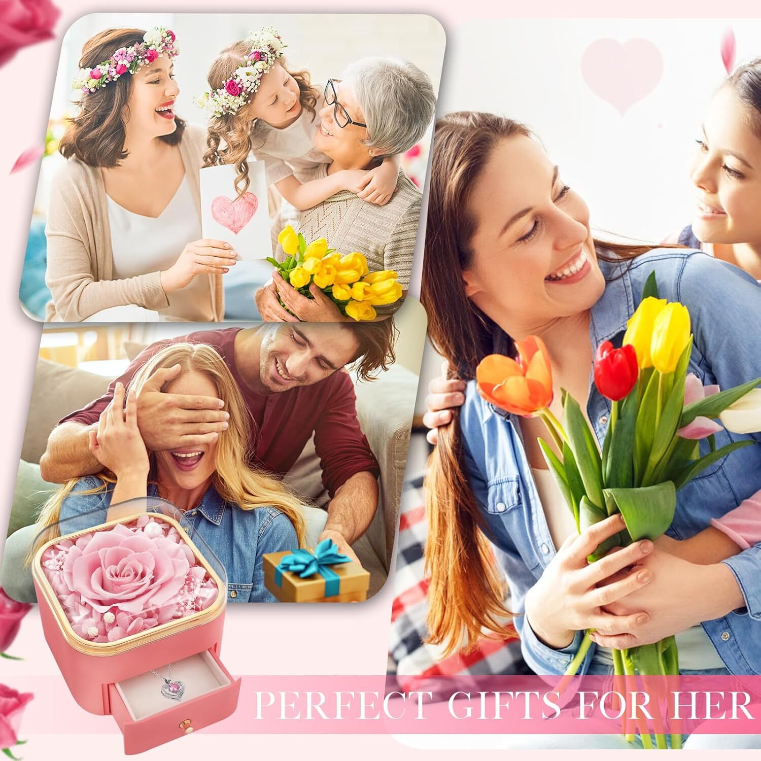 Beferr Womens Day Gifts for Her Women Birthday Gifts Preserved Real Rose wit
