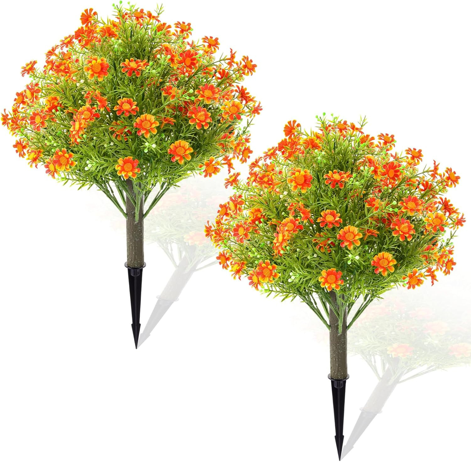 2 Sets 23.6″ UV Resistant Artificial Boxwood Topiary Trees – Red