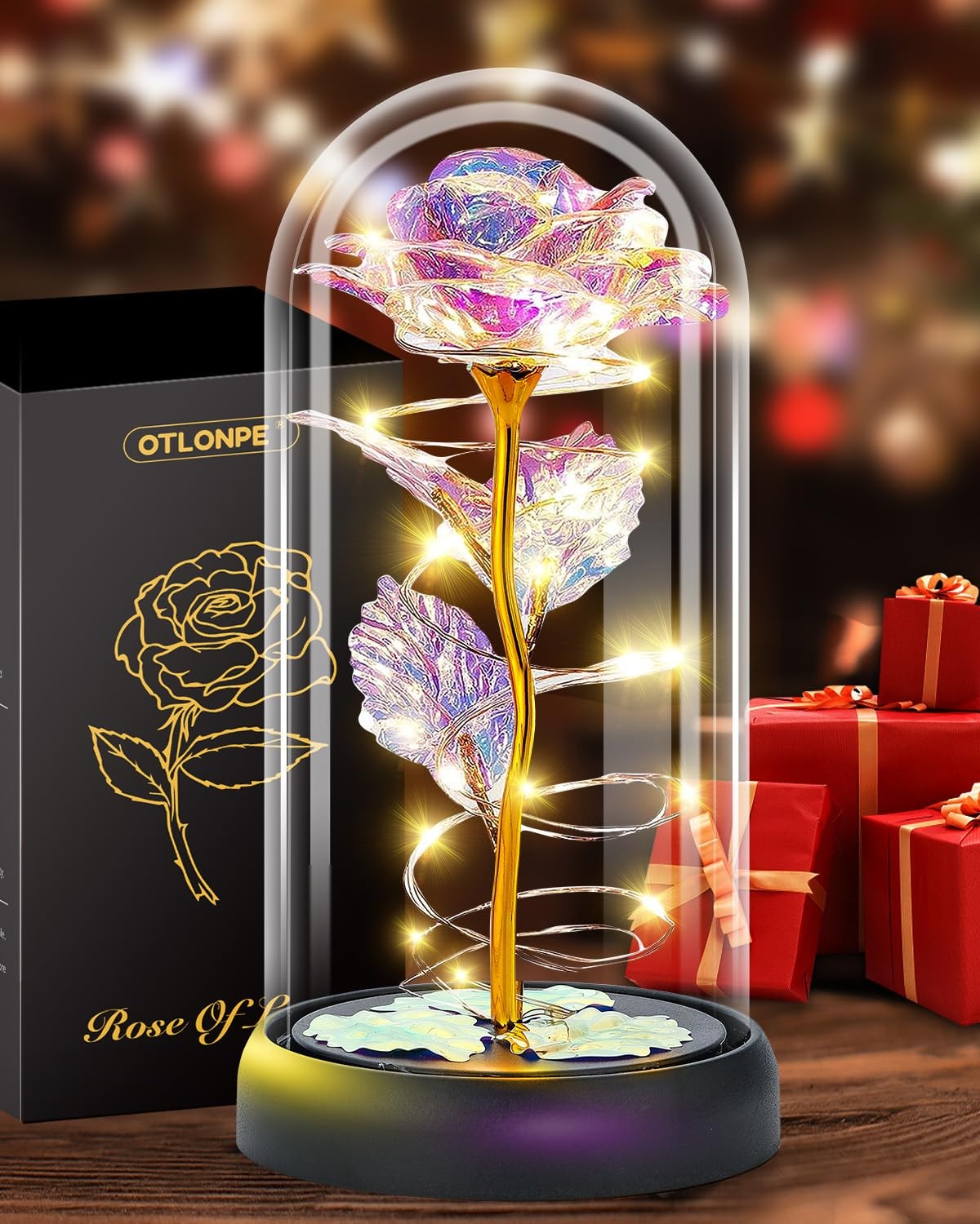 Flor De Rosa en Cúpula De Cristal Regalos De Mujer Para Día De San Valentín 2026