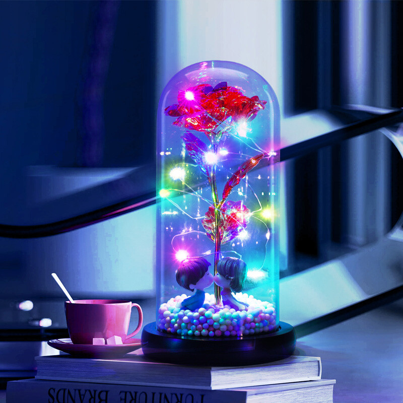Eternal Forever Galaxy Rose Flower In Glass Dome LED Light Valentine’s Day Gift