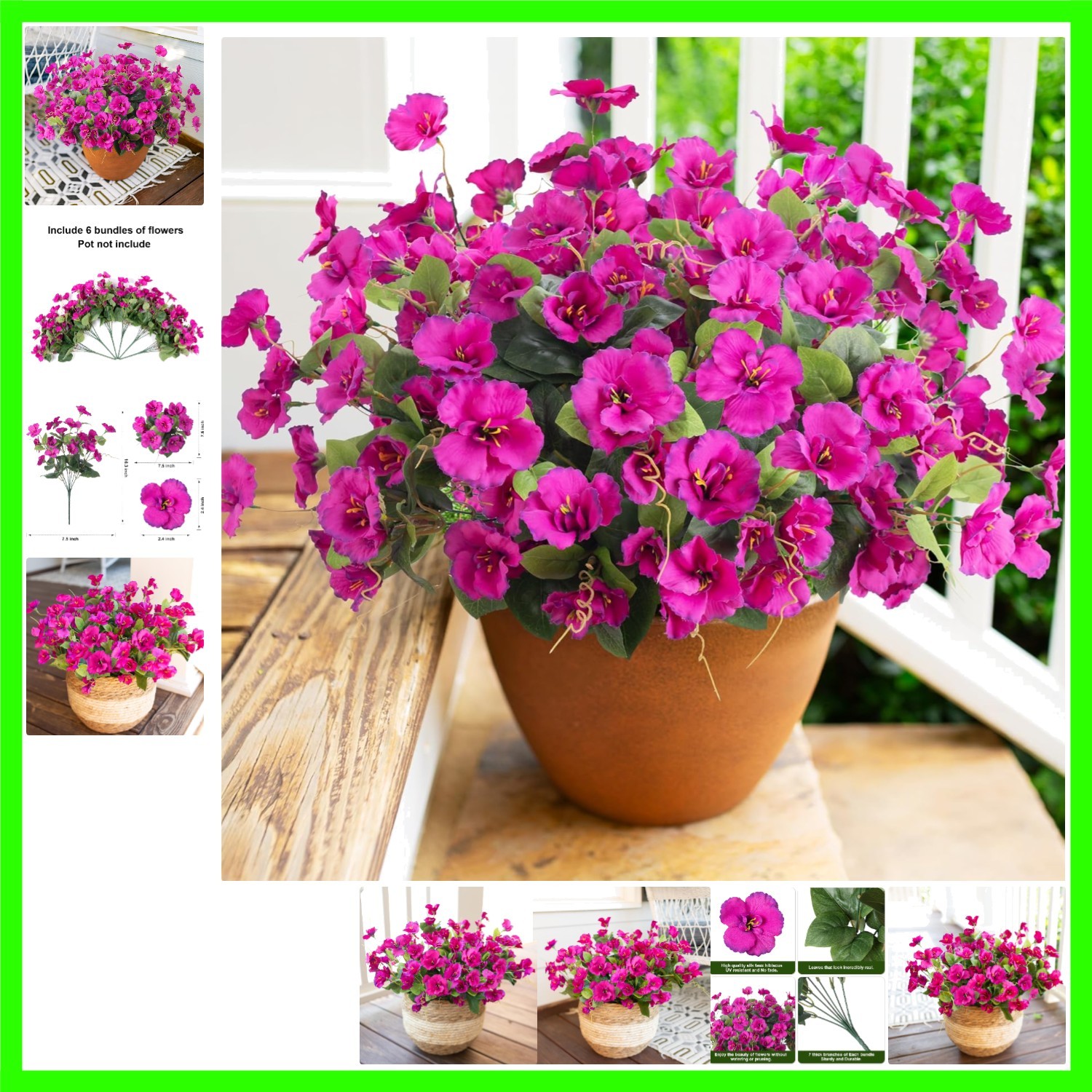 Fake Hibiscus Artificial Flowers for Outdoors Spring Summer Decoration, 6 Bun…