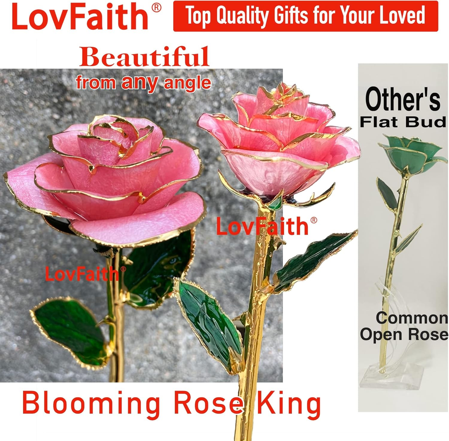 24K Gold Dipped Real Rose with Crystal Stand – Perfect Anniversary Gift