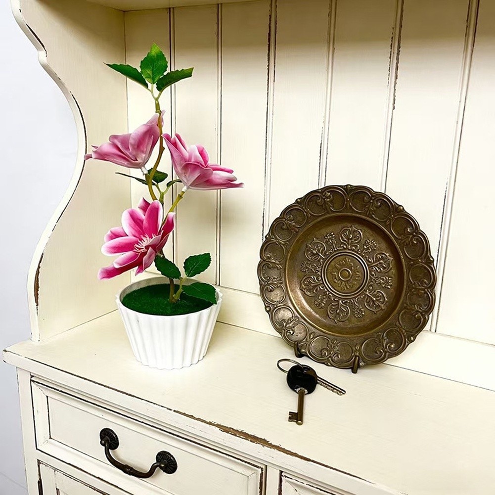 Artificial Magnolia Flowers 23cm for Cake Cup Decoration White Pink Purple