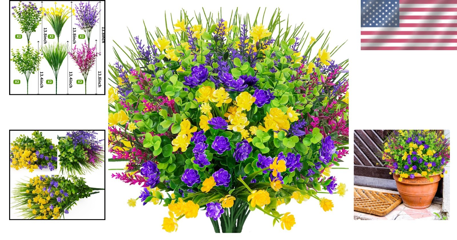 Lifelike 12-Pack Faux Flowers – UV Resistant, Perfect for Porches & Windowsills