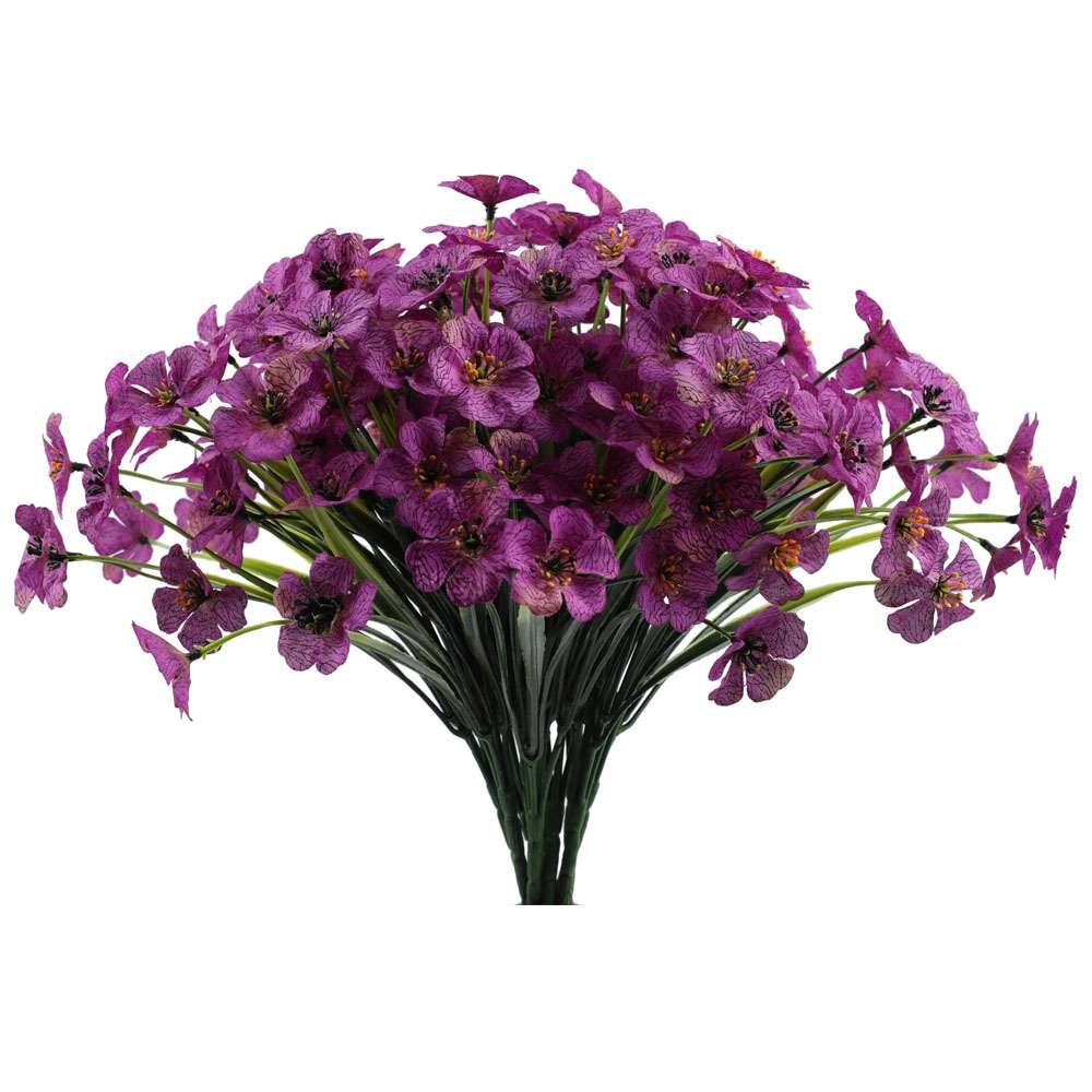 6 Bundles Artificial Flowers Outdoor UV Resistant Fake Violet Flowers Home Decor