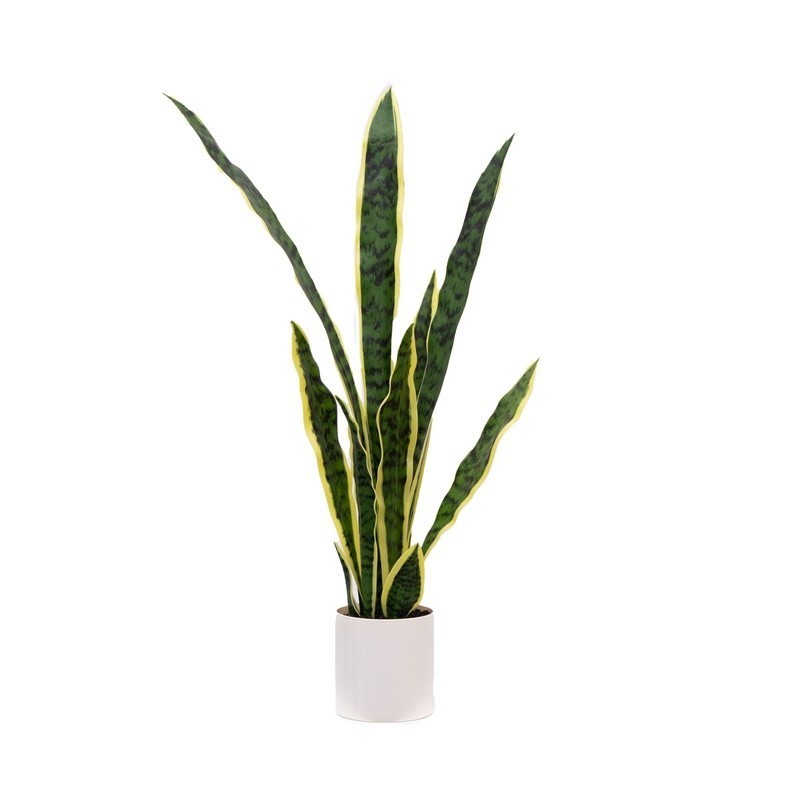 30in Artificial Snake Plant Vanilla Planter Indoor Decor No Maintenance New
