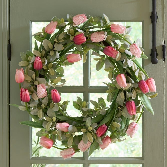 MacKenzie-Childs Rosy Check Tulip 28″ Wreath, Free Shipping