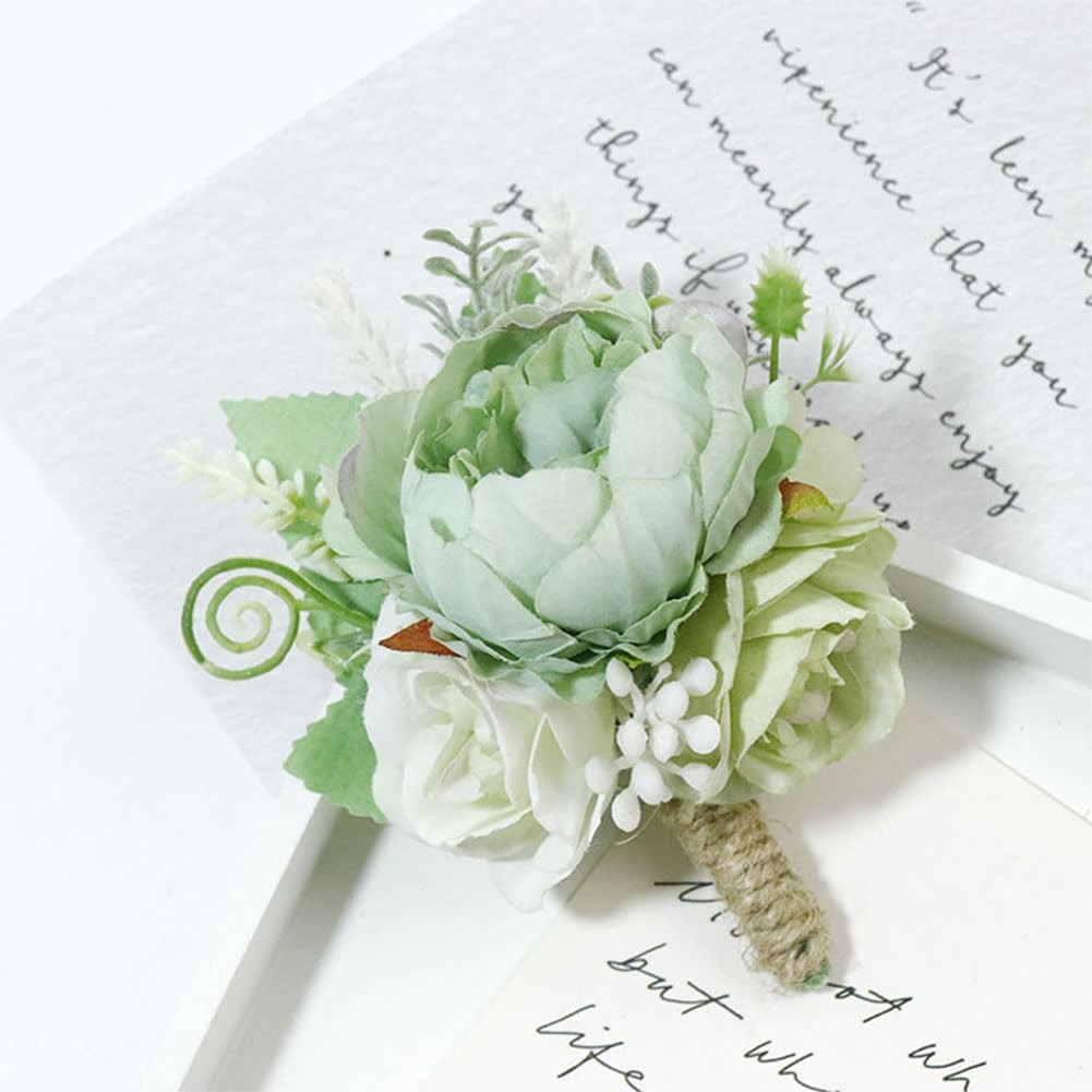 2 Pieces Artificial Wrist Corsage and Boutonniere Set, Groom Groomsmen Bride …