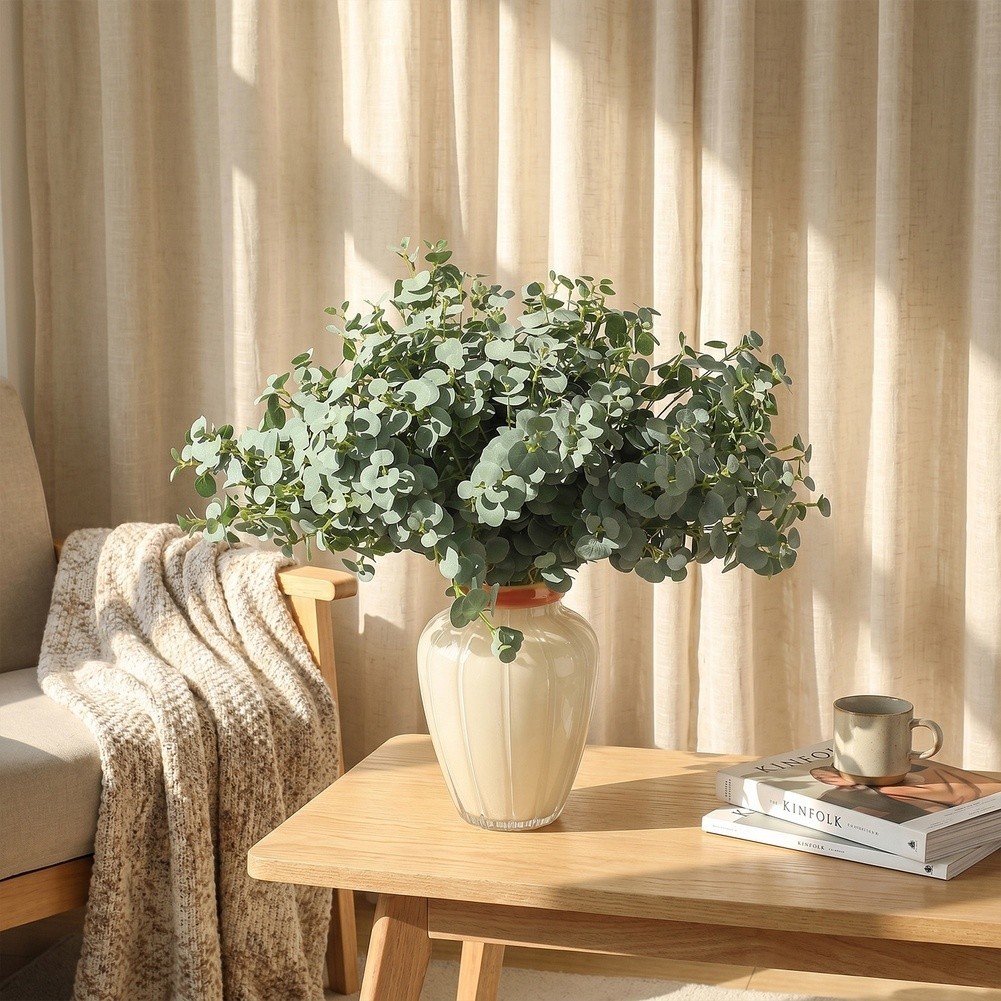 Realistic 18.9in Artificial Eucalyptus Stems for Office Home Garden Decoration