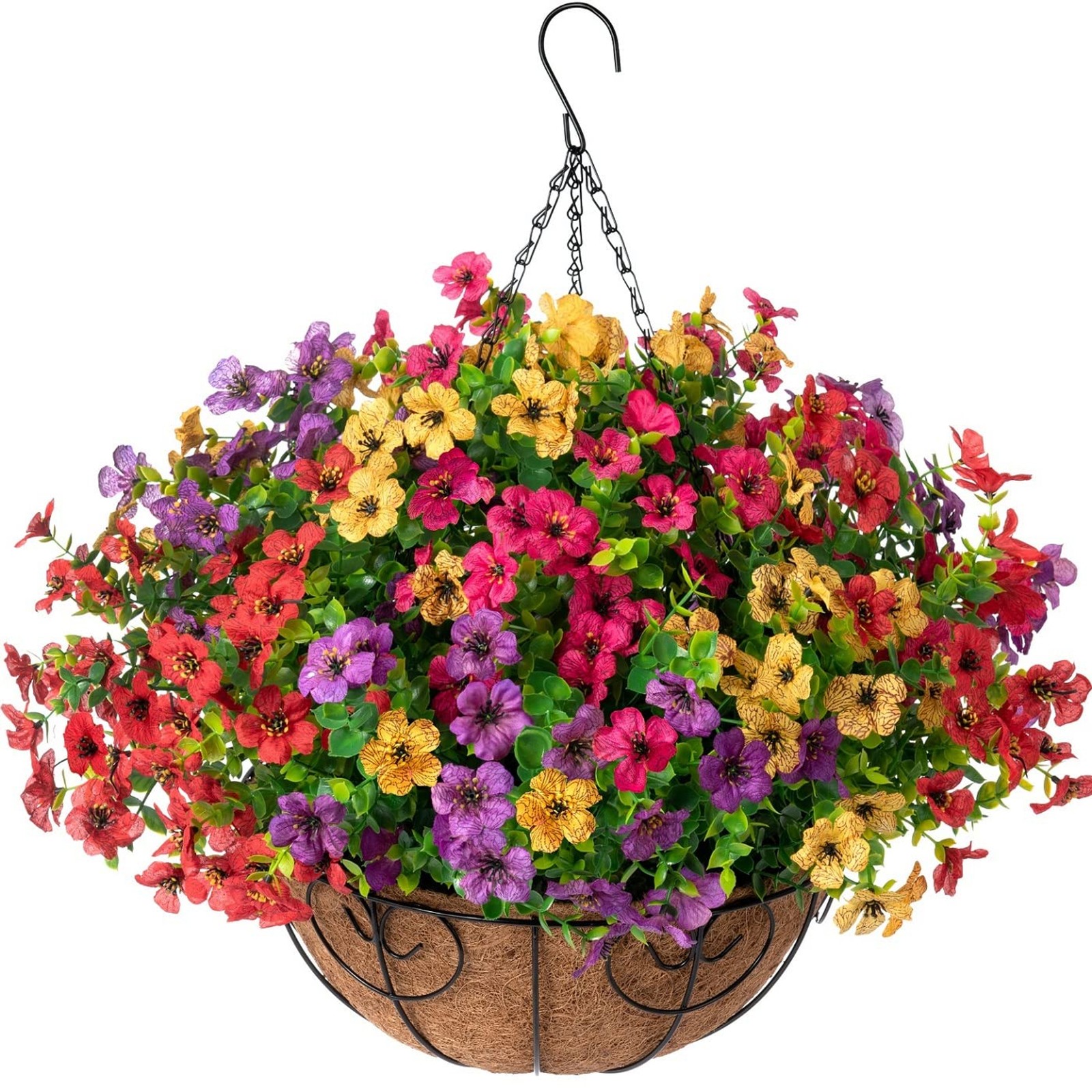 1PC Artificial Hanging Flower Basket Daisy Eucalyptus UV Resistant Outdoor Home