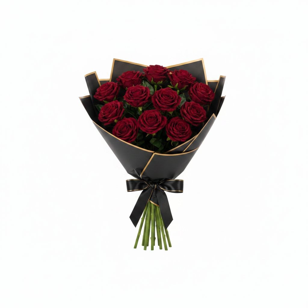 Dark Red Rose Bouquet 12 Faux Roses Romantic Gift Artificial Roses Wedding Flowe