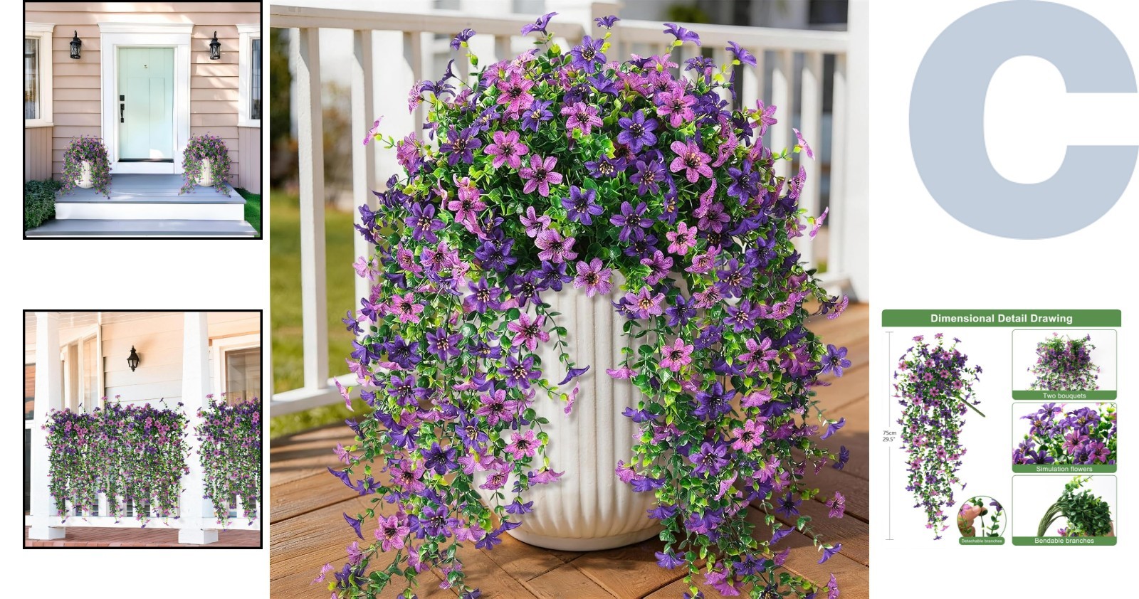 Maintenance-Free Outdoor Hanging Flowers – 2 PCS Faux Daisies for Vibrant Decor