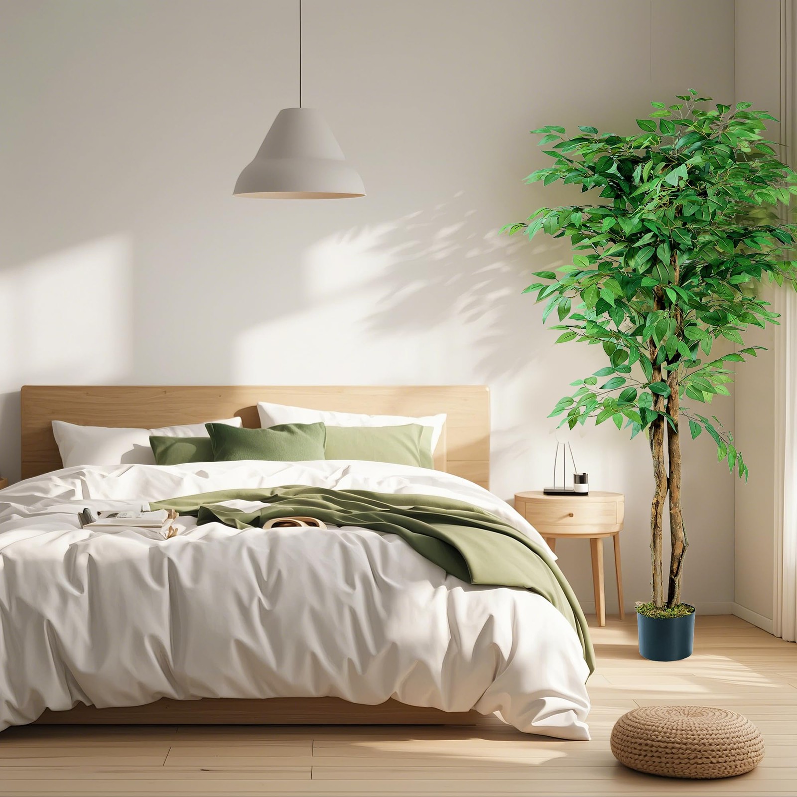 Artificial Ficus Tree with Sturdy Nursery Pot, 5FT Faux Silk Plant for Indoor…