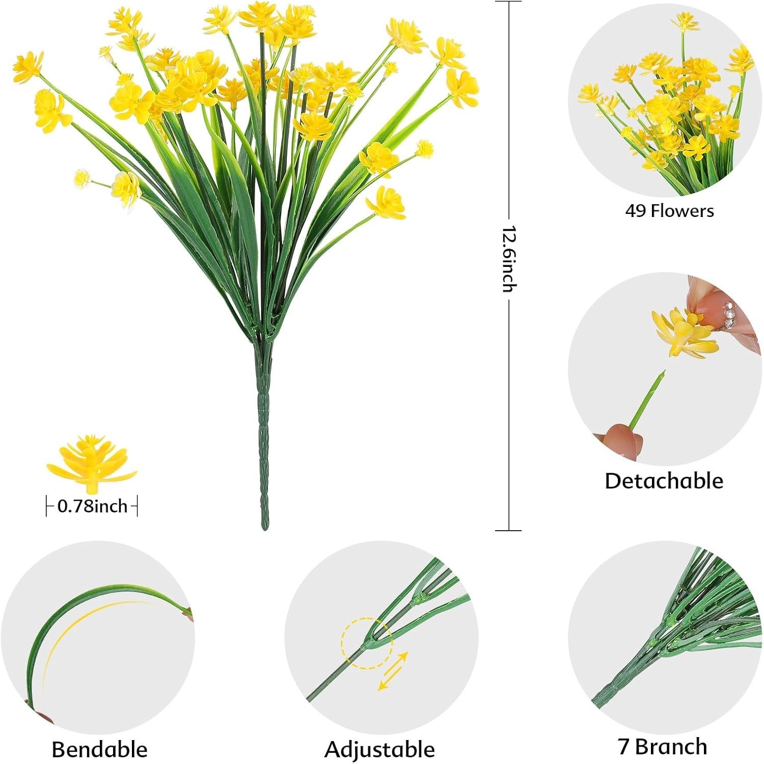 Vibrant No-Fade Plastic Flowers – 24 Bundles for Elegant Home & Garden Decor