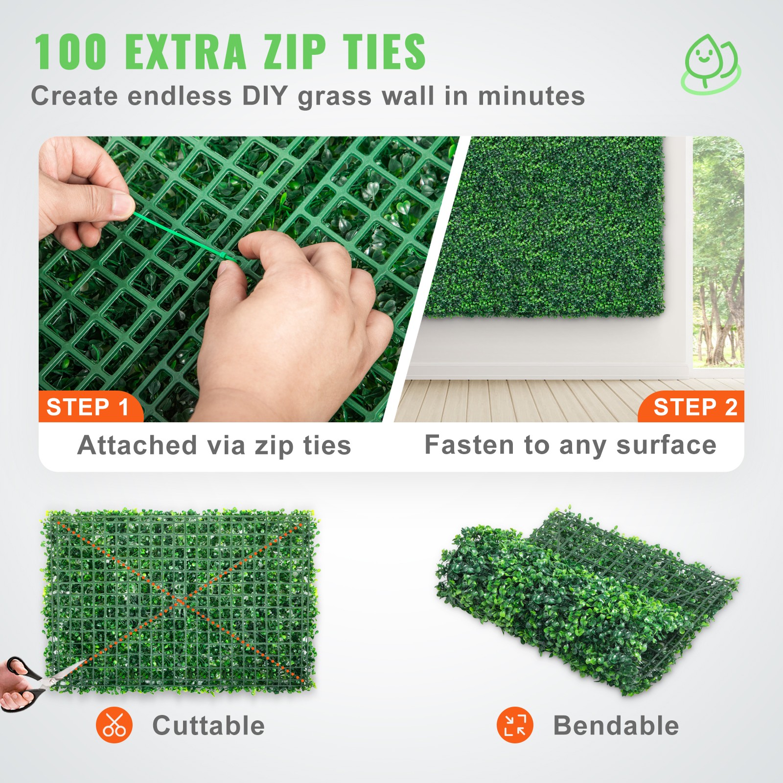 24pcs 24″x16″ Artificial Boxwood Mat Wall Hedge Decor Privacy Fence Panel Grass