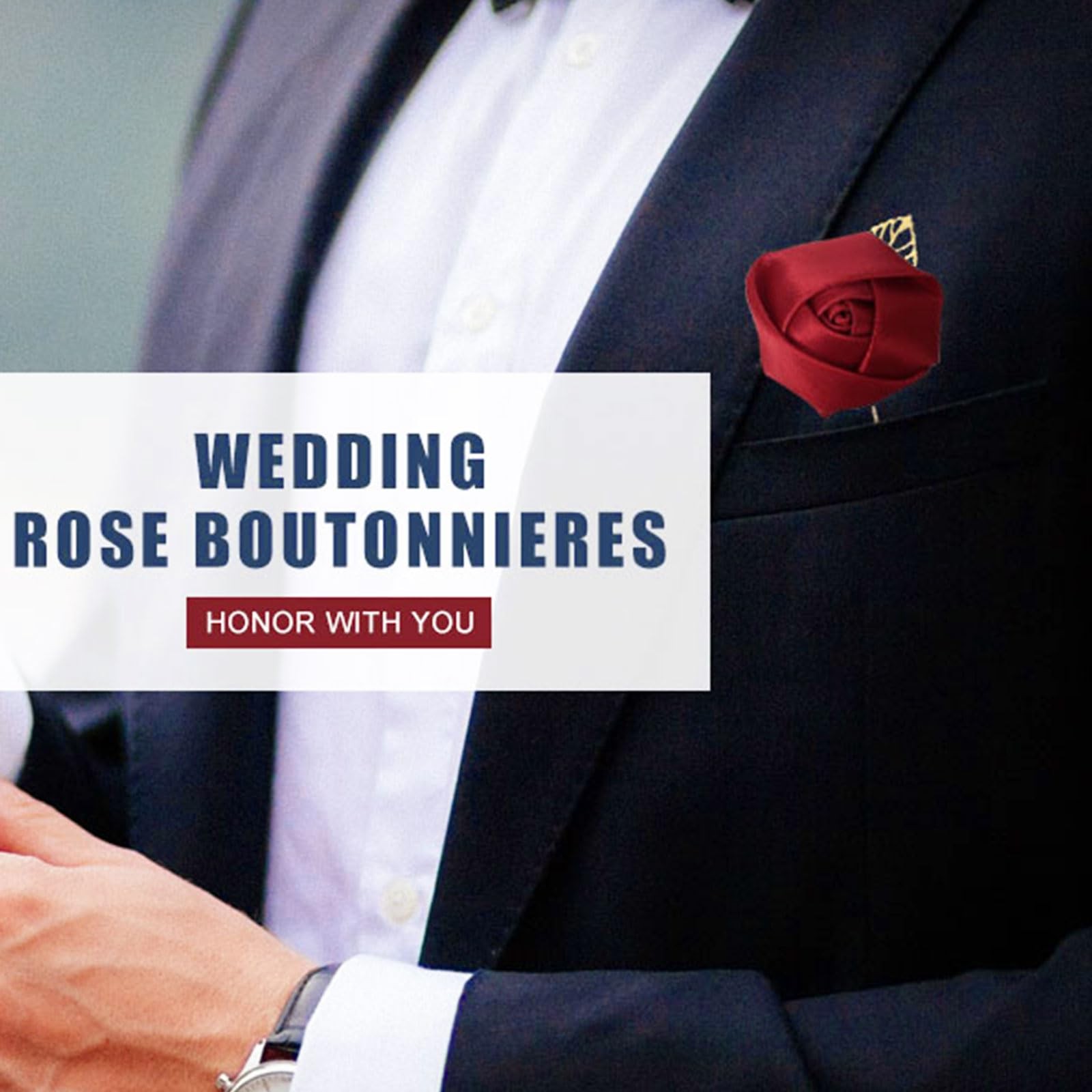 12 Pcs Rose Boutonnieres Pins for Men Wedding Ceremony Artificial Faux Flower