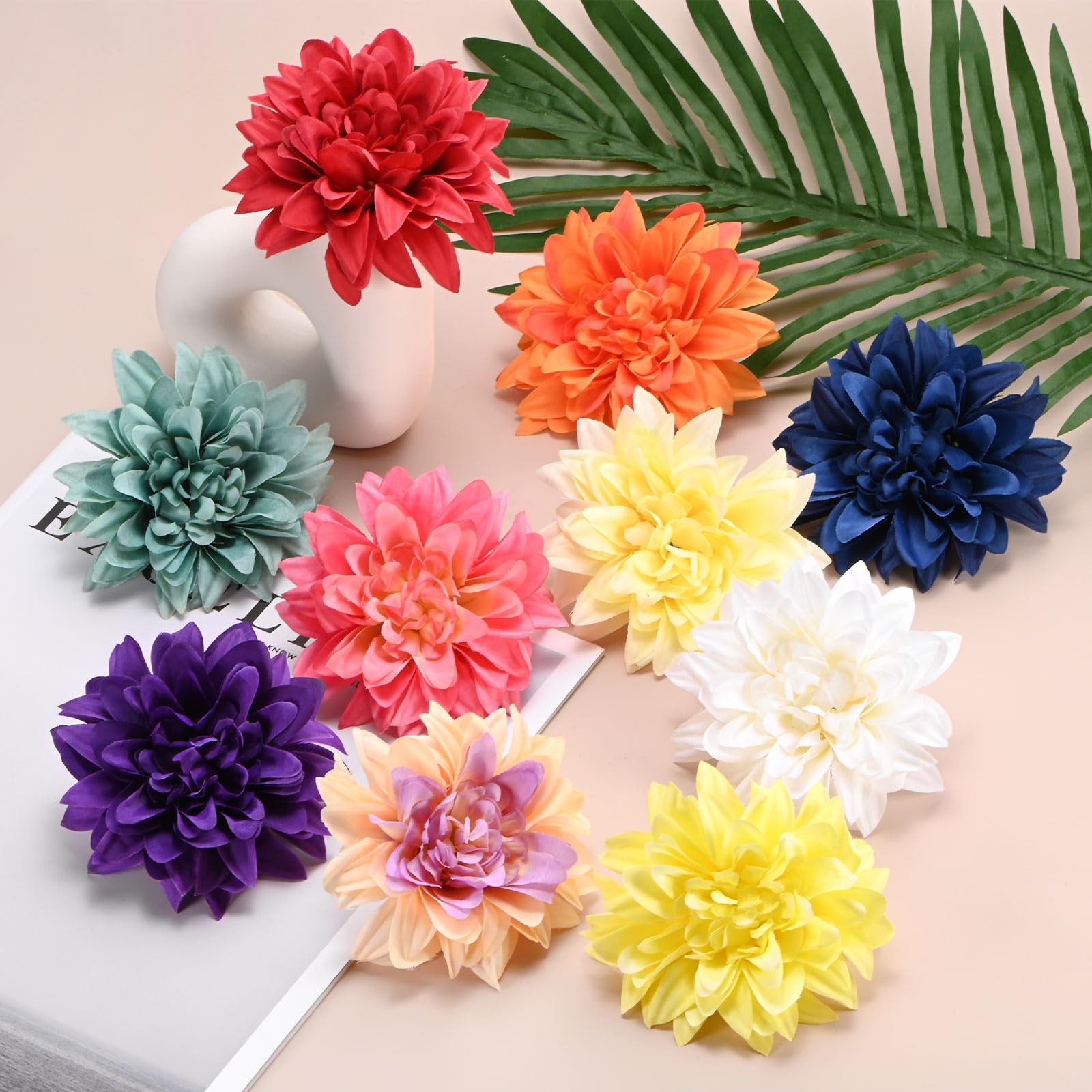 15 PCS Artificial Flowers Bulk 3.54 Inch/90mm Fake Chrysanthemum Silk White