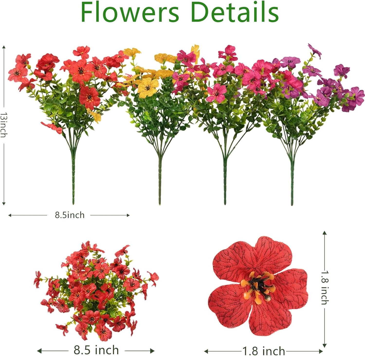 2 Set Artificial Outdoor Flowers with Hanging Basket for Garden Porch Patio