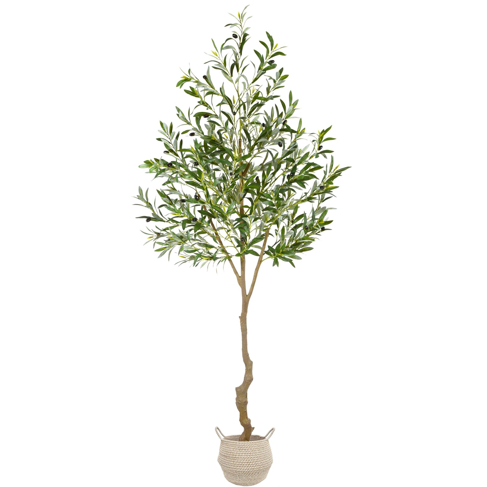 Artificial Olive Tree, 7ft Tall Fake Olive Leaves Plant with Basket, Indoor O…