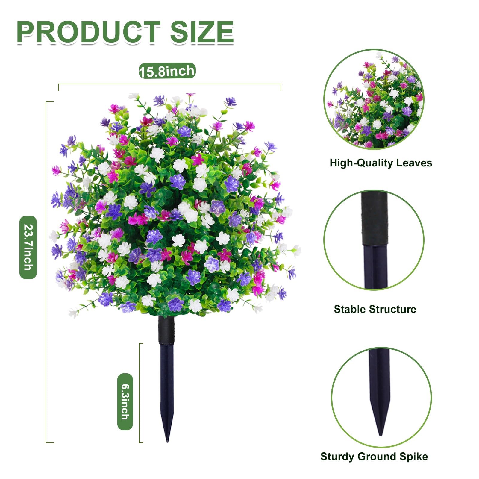 Artificial Boxwood Tree Outdoor Set UV Resistant Flowers Bushes with Spike