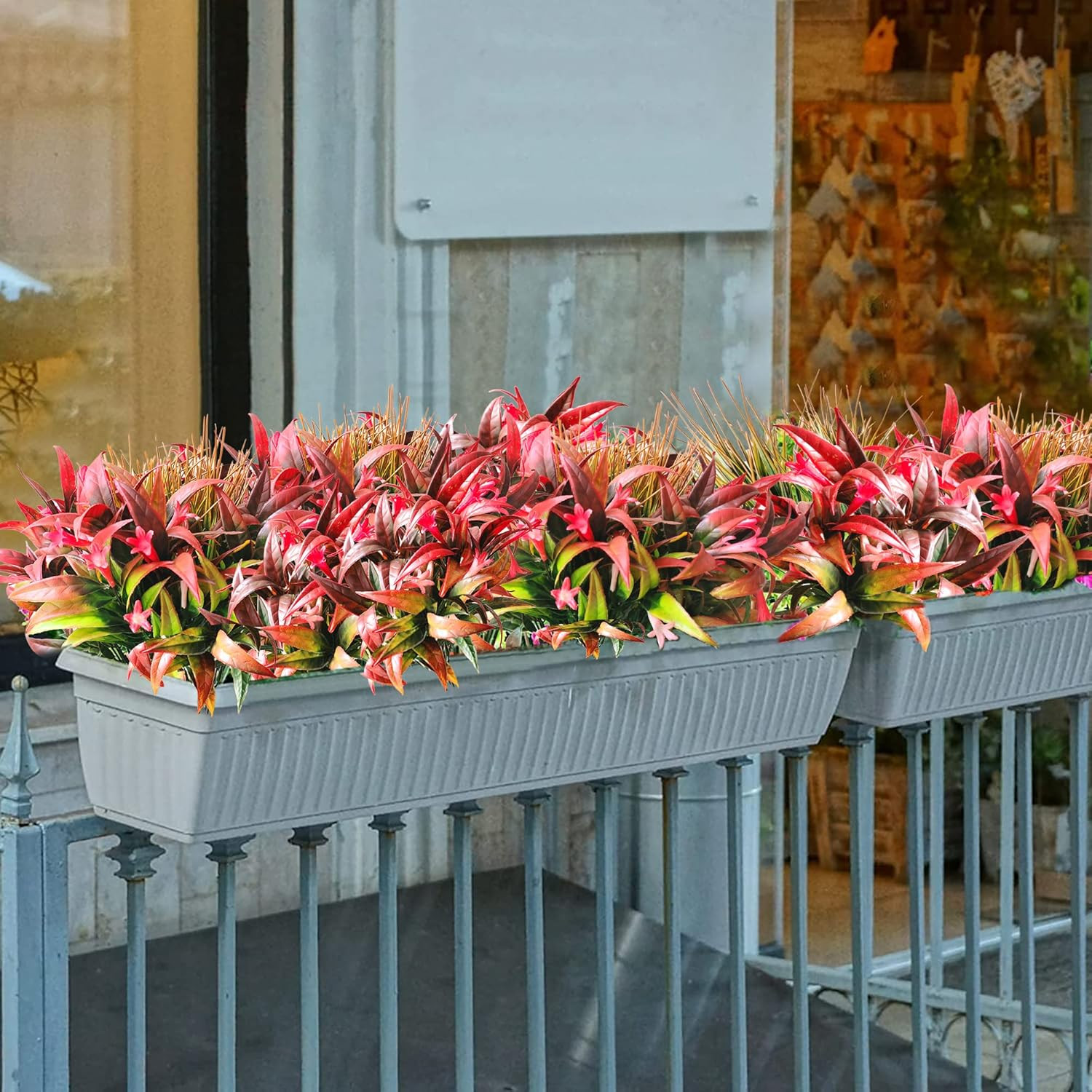 8 plantas artificiales exterior UV resistentes jardin plastico verano invierno