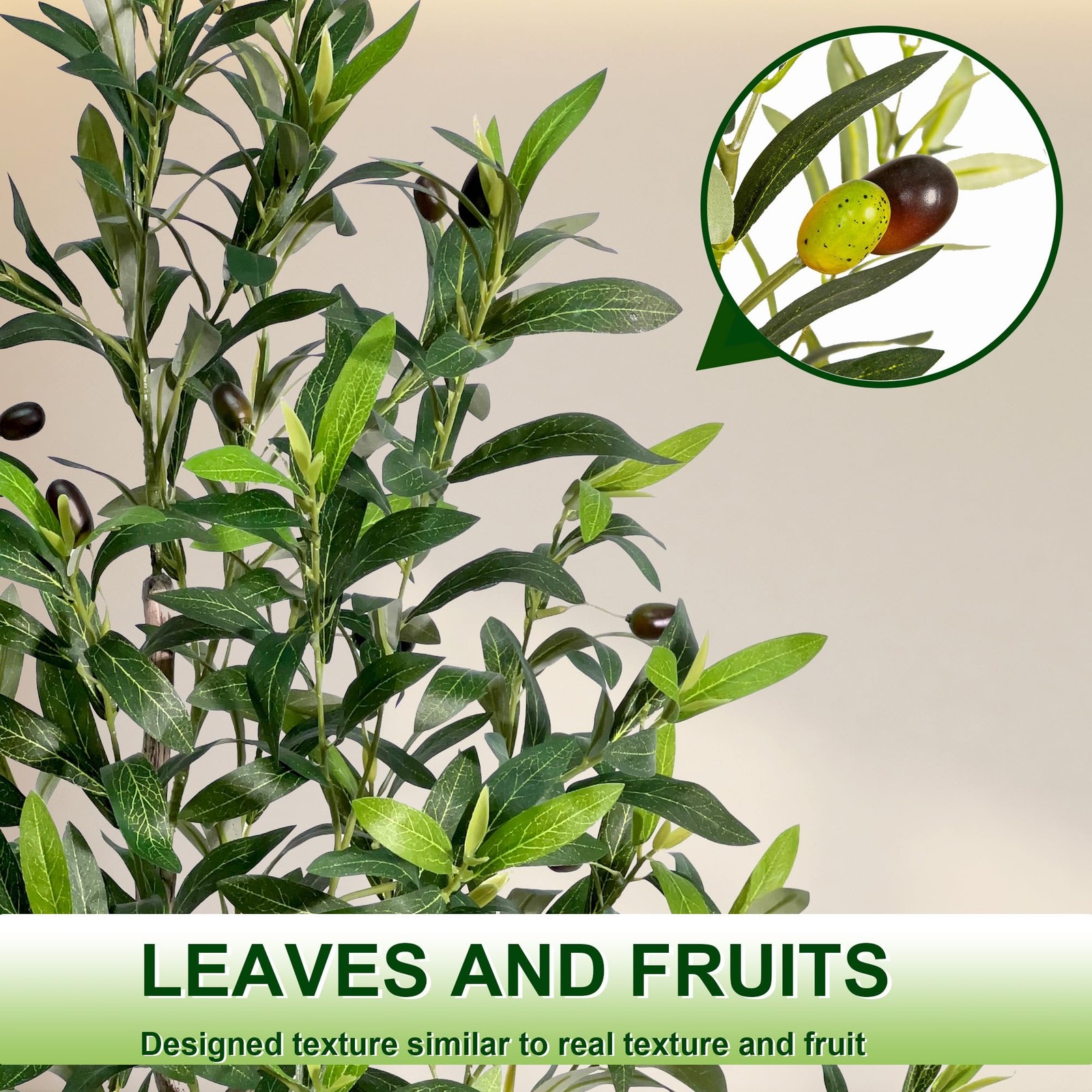 Artificial Olive Trees Indoor,Faux Tree with White Planter 6ft, 6ft