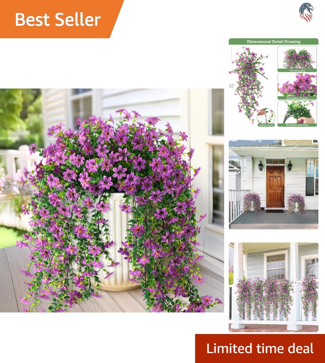 Artificial Daisy Flowers Plants Outdoor Indoor Hanging Decoration UV Resistant