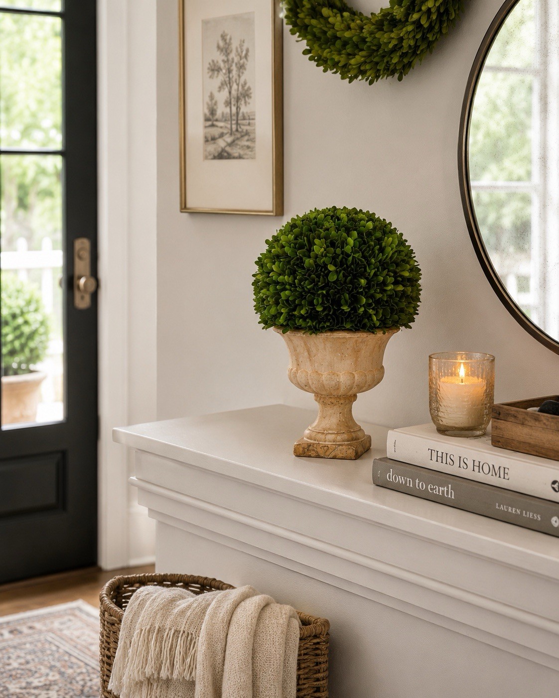 12″ Boxwood Topiary Ball Preserved Plant UV Indoor/Outdoor. Retail $102