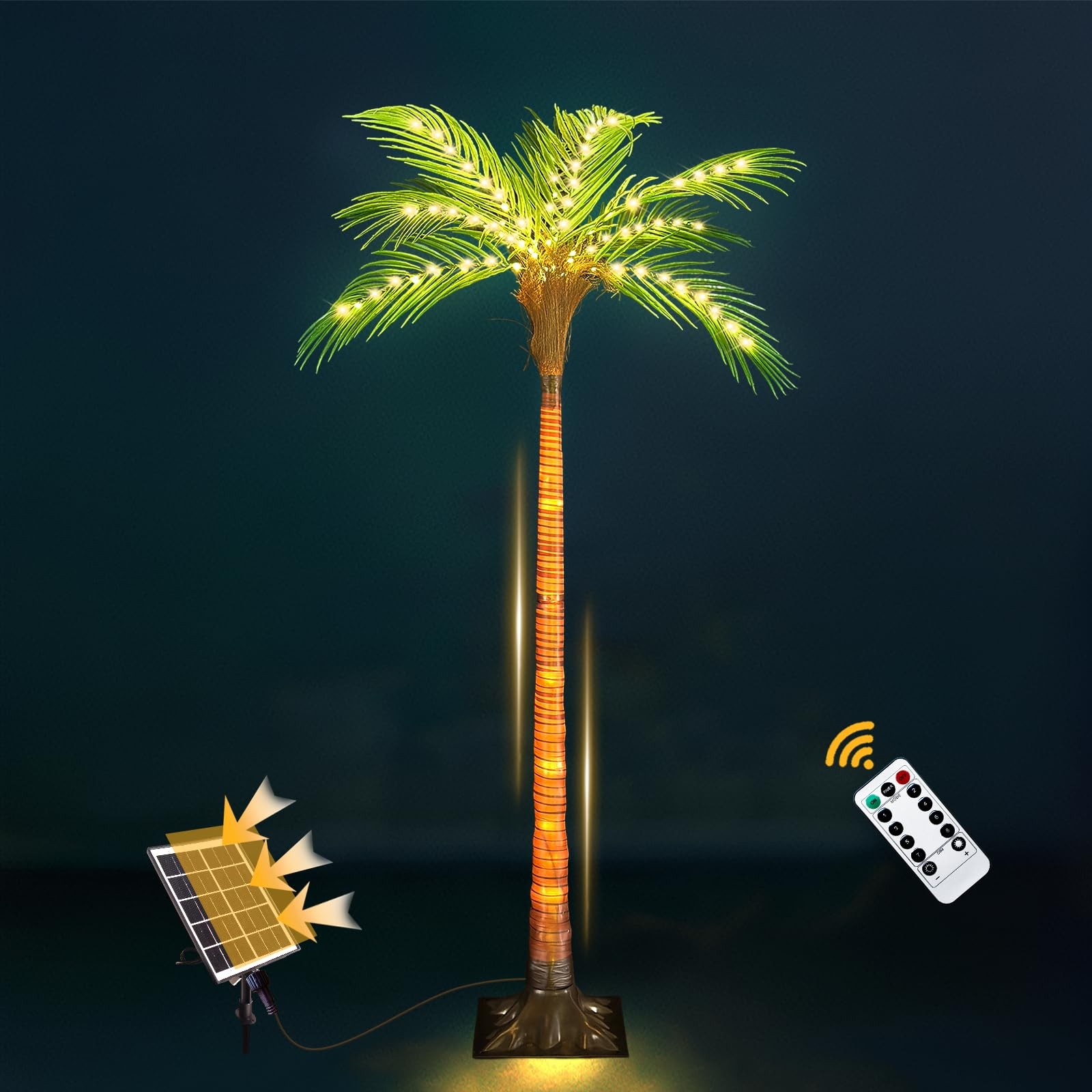Palmera solar con luces para decoración de patio, 4.6 pies (artificial)