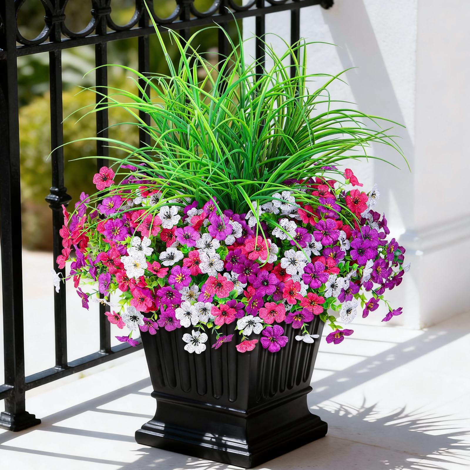 Artificial Flowers for Outdoors UV Resistant, 14 Bundles Fake Plants Realisti…