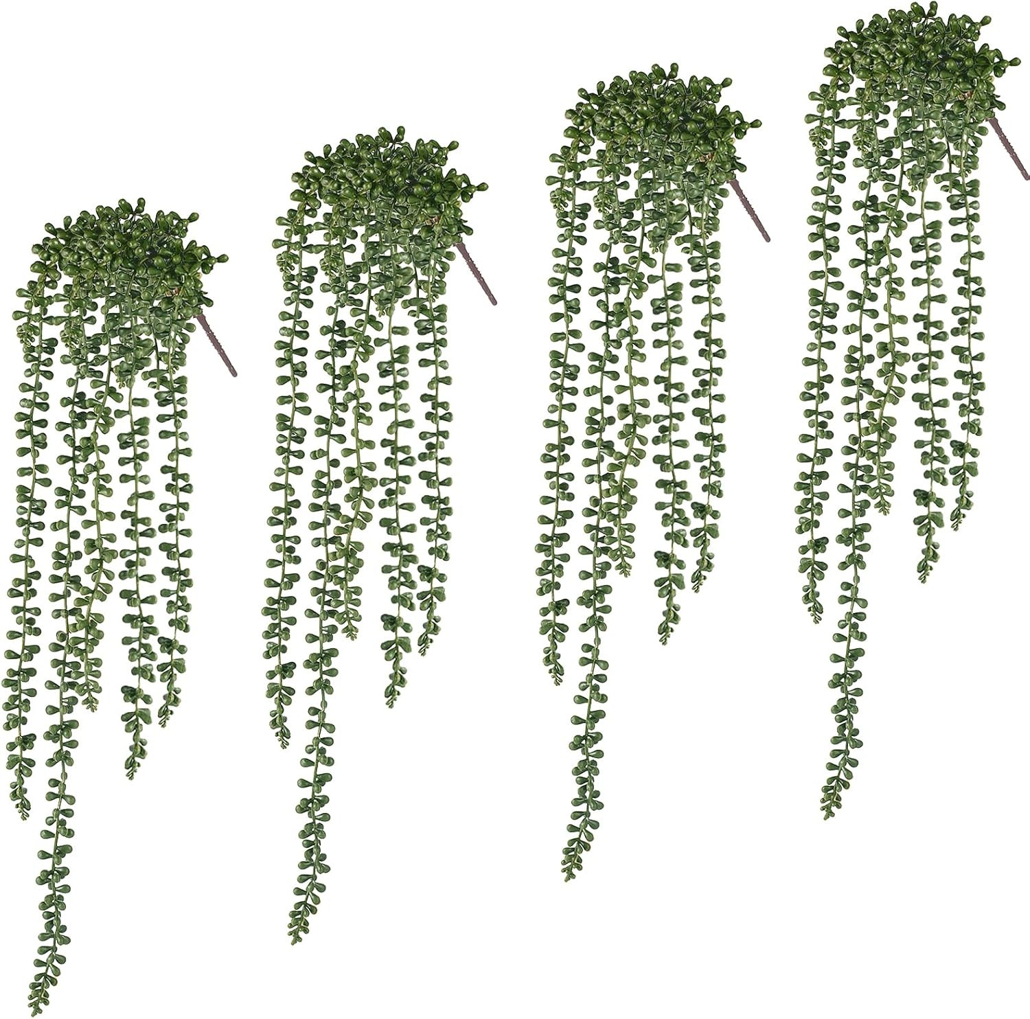 4 Pcs String of Pearls Plant Artificial Hanging Succulents Plants Draping Greene