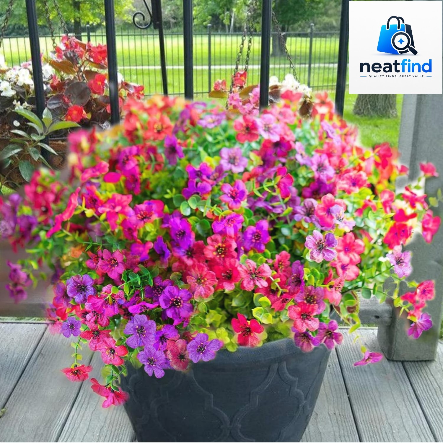 12 Bundles Artificial Flowers for Outdoors, UV Resistant Artificial Outdoor F…