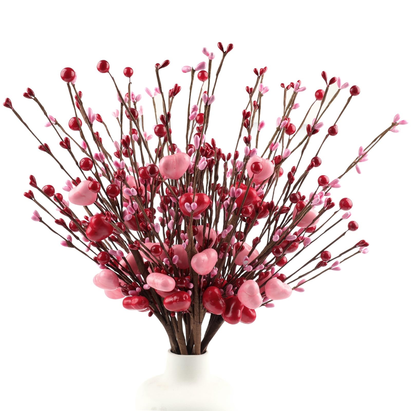 Heart Shaped Berry Picks 8 PCS 17 inch Artificial Valentines Flowers