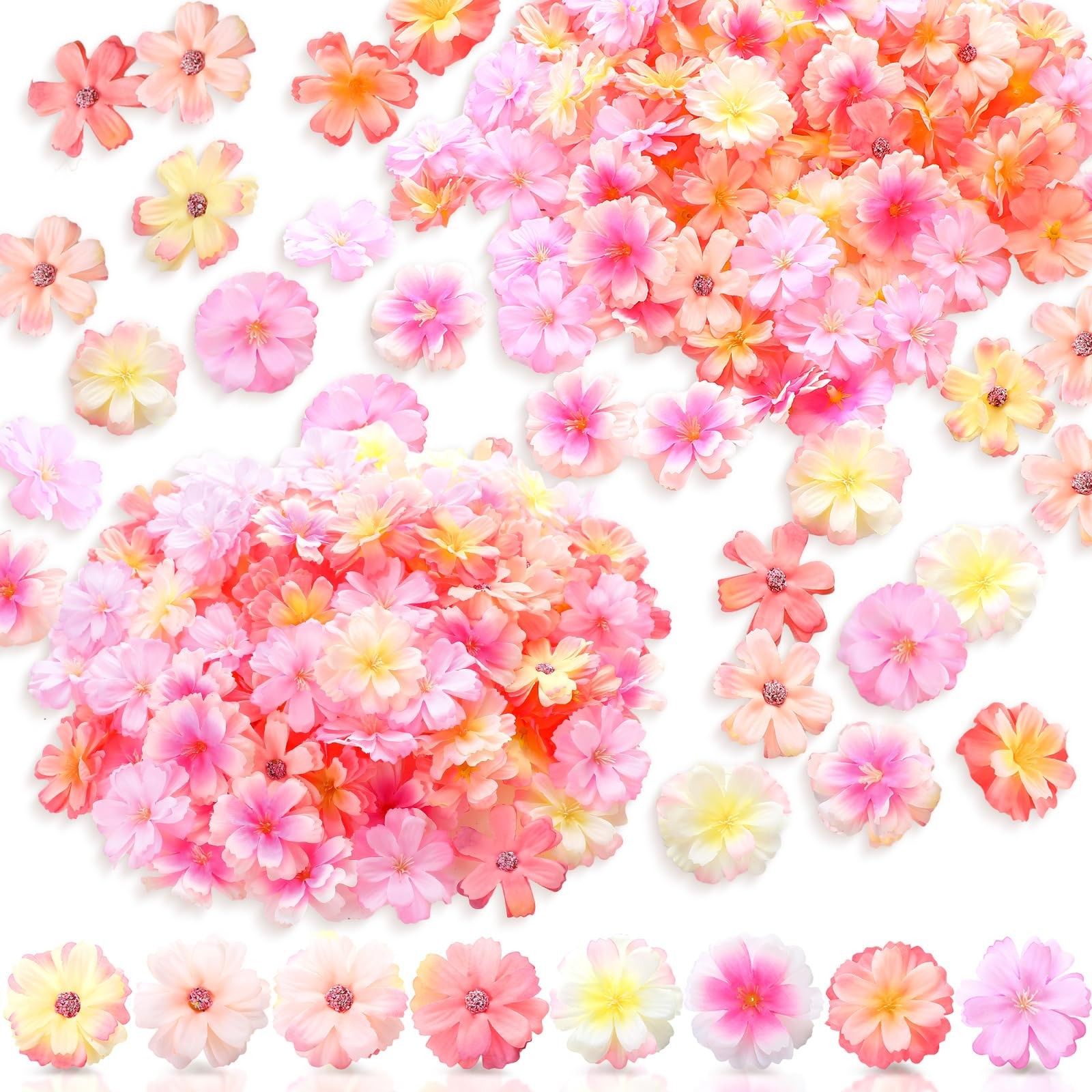 120 PCS Small Pink Artificial Silk Daisy Peony Flower Craft DIY Wreath Decor