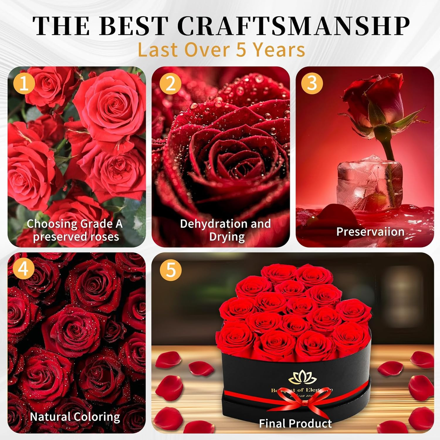 16 Forever Preserved Roses in a Box,Real Preserved Flowers,Mothers Day Flowers,P