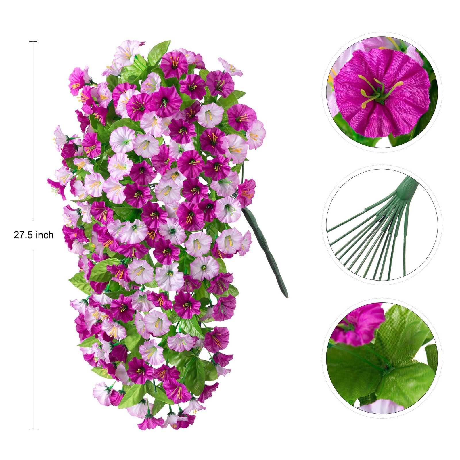 Artificial Fake Hanging Flowers Plants for Outdoor Decoration, 2PCS Faux Silk…